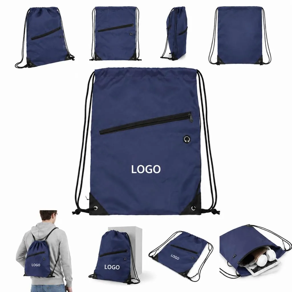 Reinforced Corner Drawstring Backpack, 210D Polyester