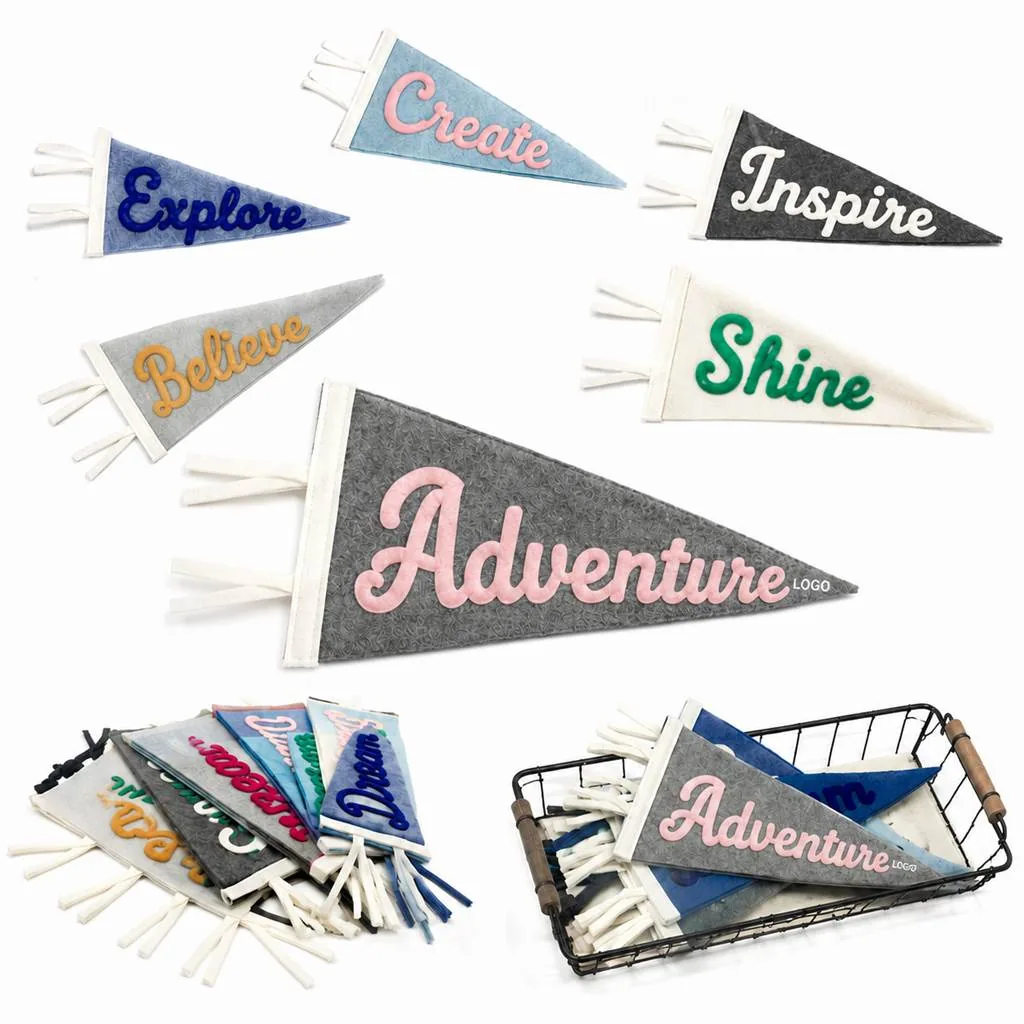Felt Pennant Bunting 8x18in, Soft Fabric Party Garland