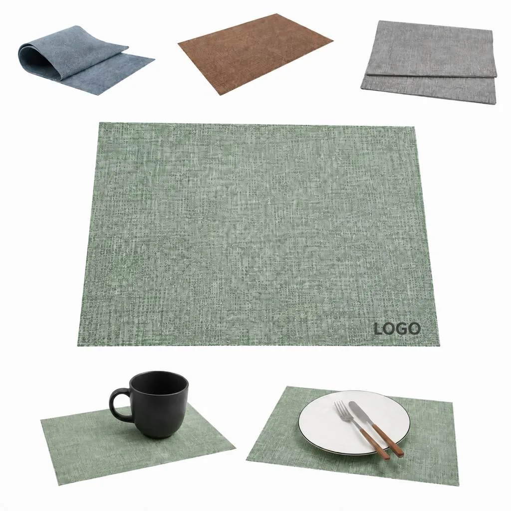 Fabric-Texture PU Leather Square Placemat for Dining Table