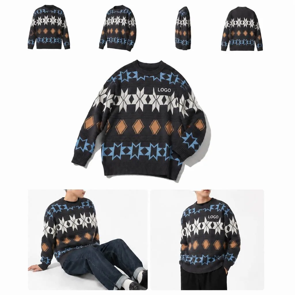 Custom Jacquard Acrylic Sweater, Full Knitted Personalized