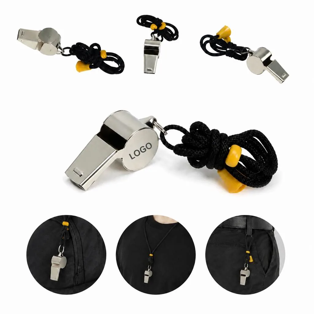 Stainless Steel Sports Whistle with Lanyard for Coaches