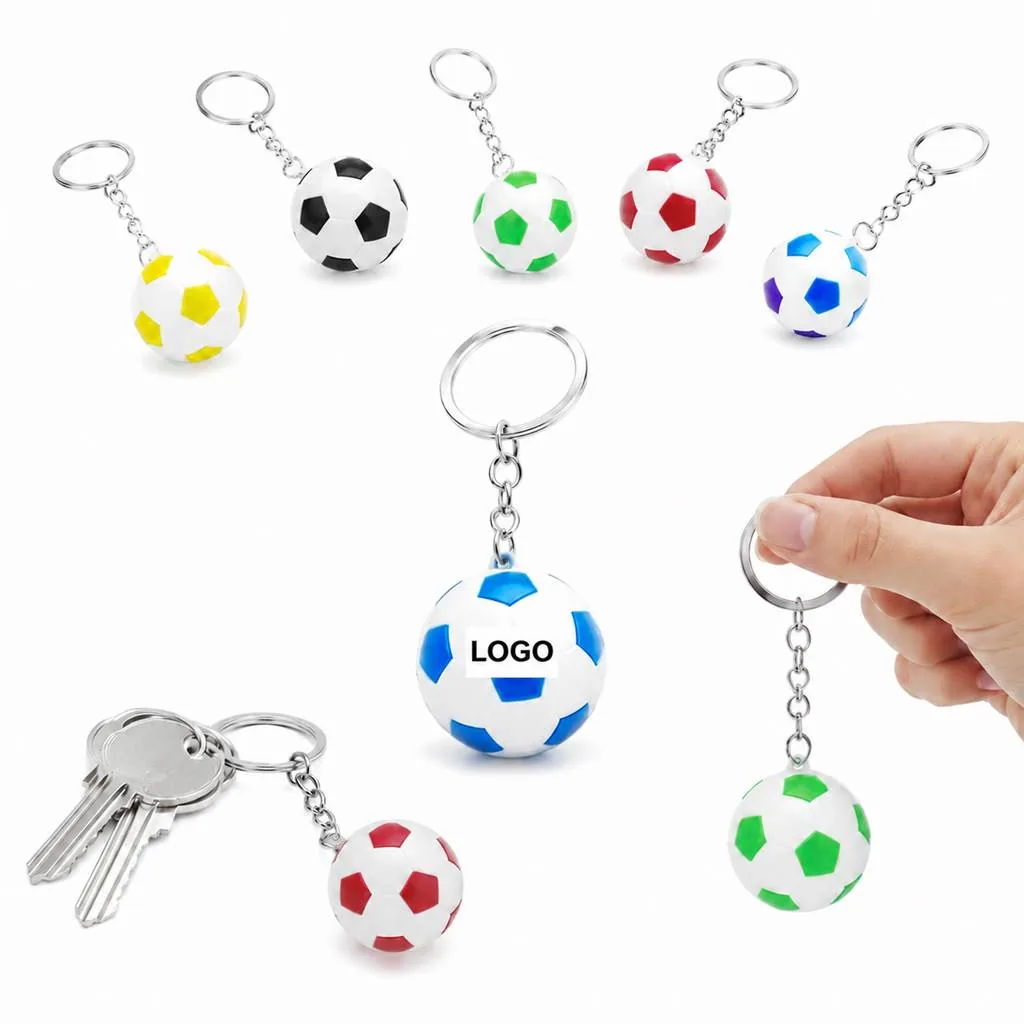 Mini Soccer Ball Keychain with Stitched Pattern for Keys