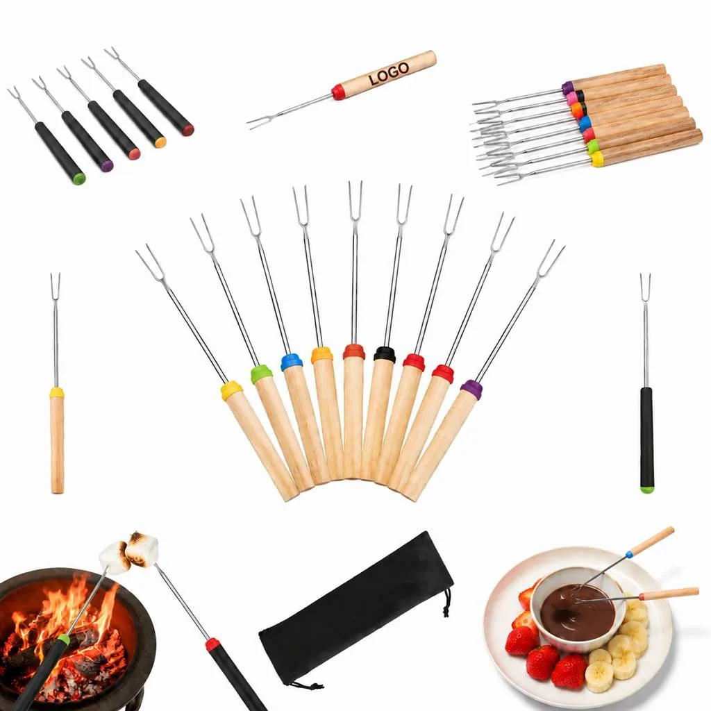 32in Telescoping Camping Skewers for Grilling Meat
