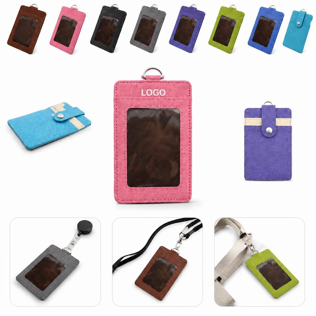 Premium PU Leather Badge Holder with Clear Window