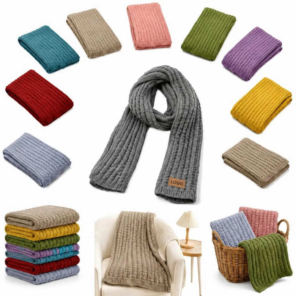 Chunky Waffle Knit Scarf for Warm Winter Style