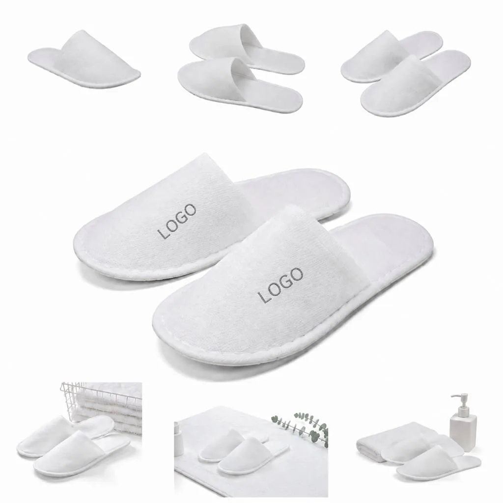 White Non-Woven Disposable Slippers with Non-Slip Sole