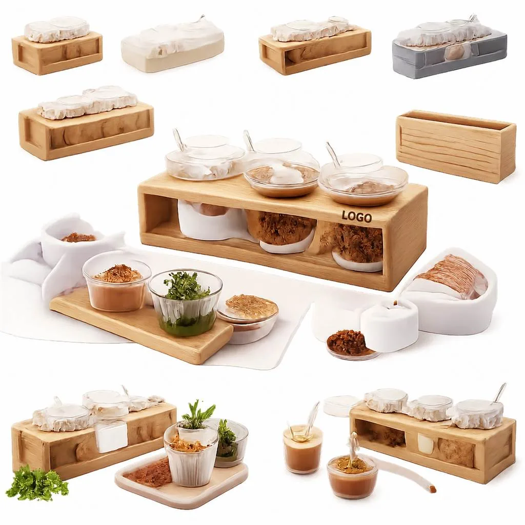 Glass Seasoning Jar Set with Bamboo Tray and Spoons