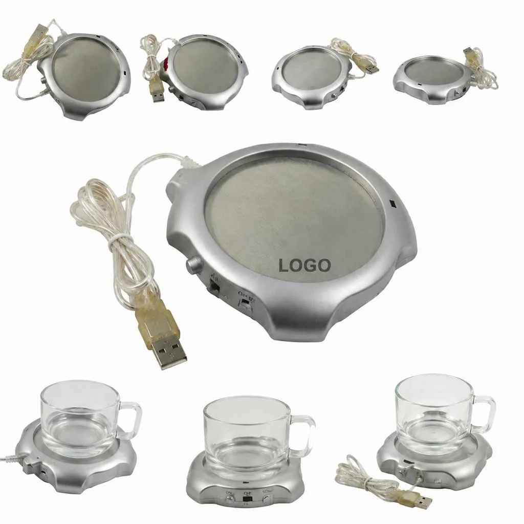 USB Cup Warmer with 4-Port Hub for Coffee & Devices