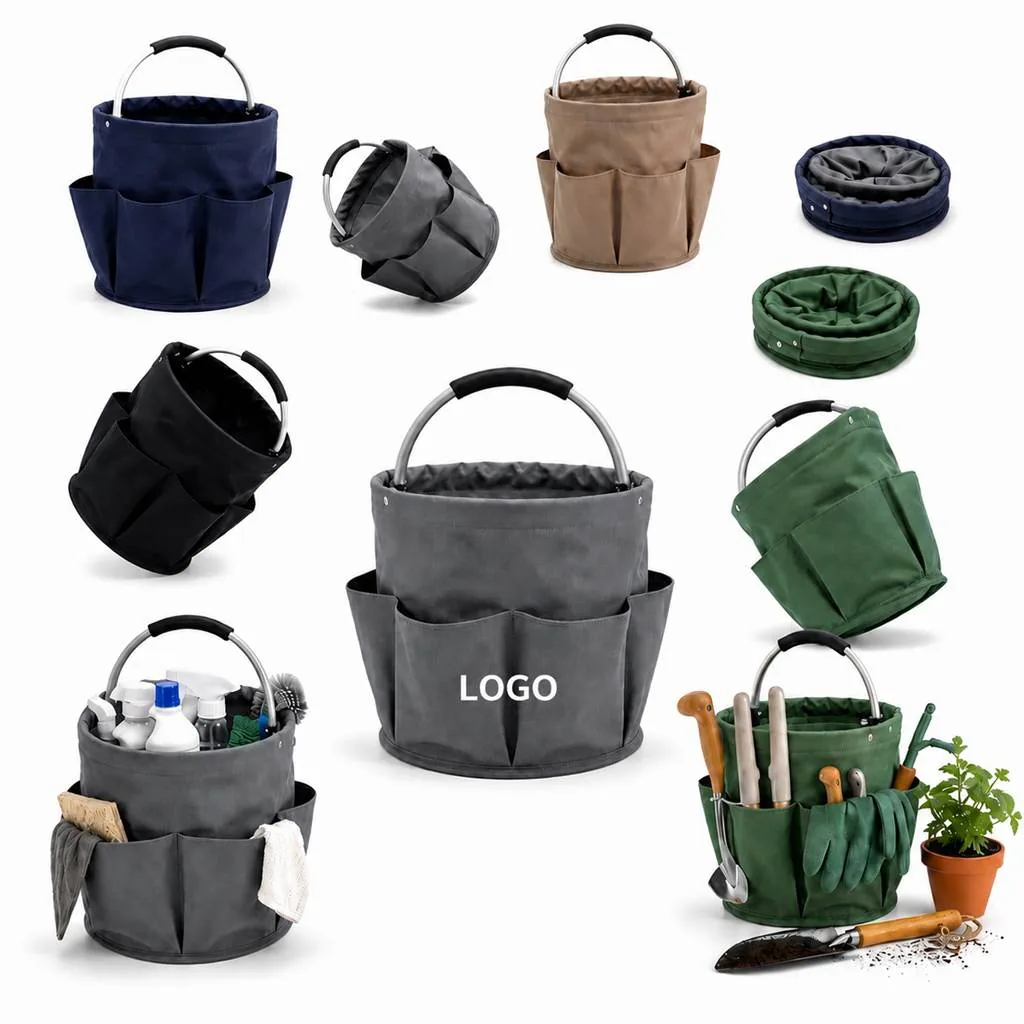Foldable Oxford Storage Basket with Metal Handle