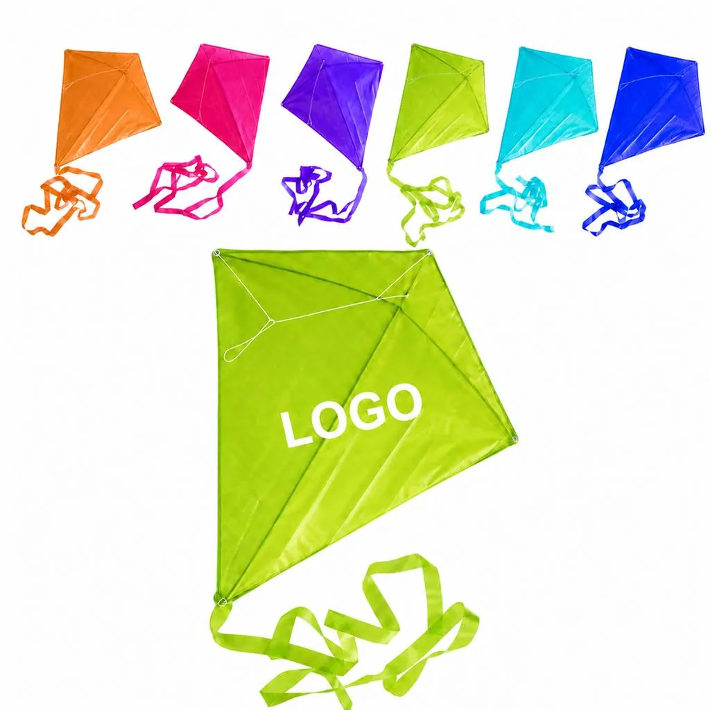 Solid Color Diamond Kite with Long Tail for Outdoor Fun