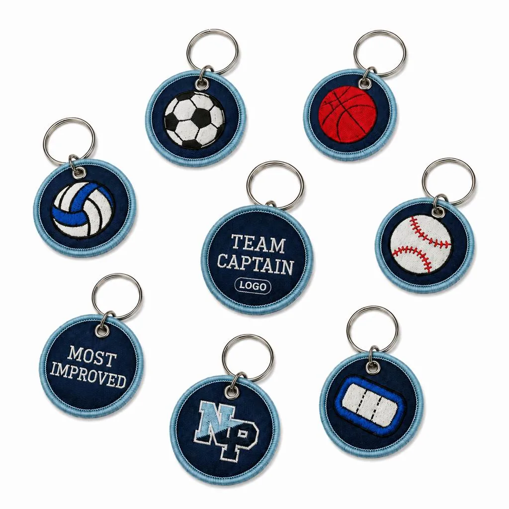 Custom PU Leather Keychain with Personalized Embroidery