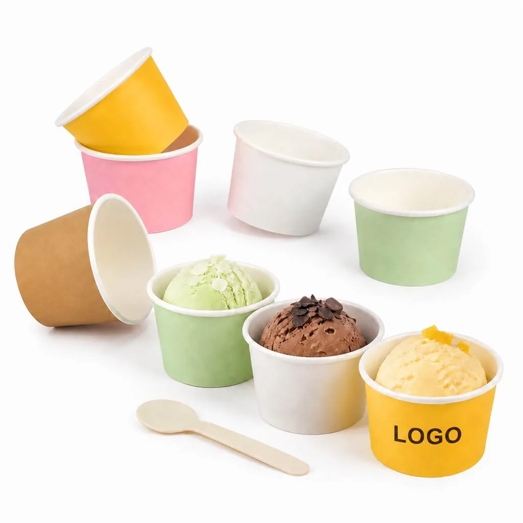 Customizable 4oz Disposable Paper Cups for Ice Cream