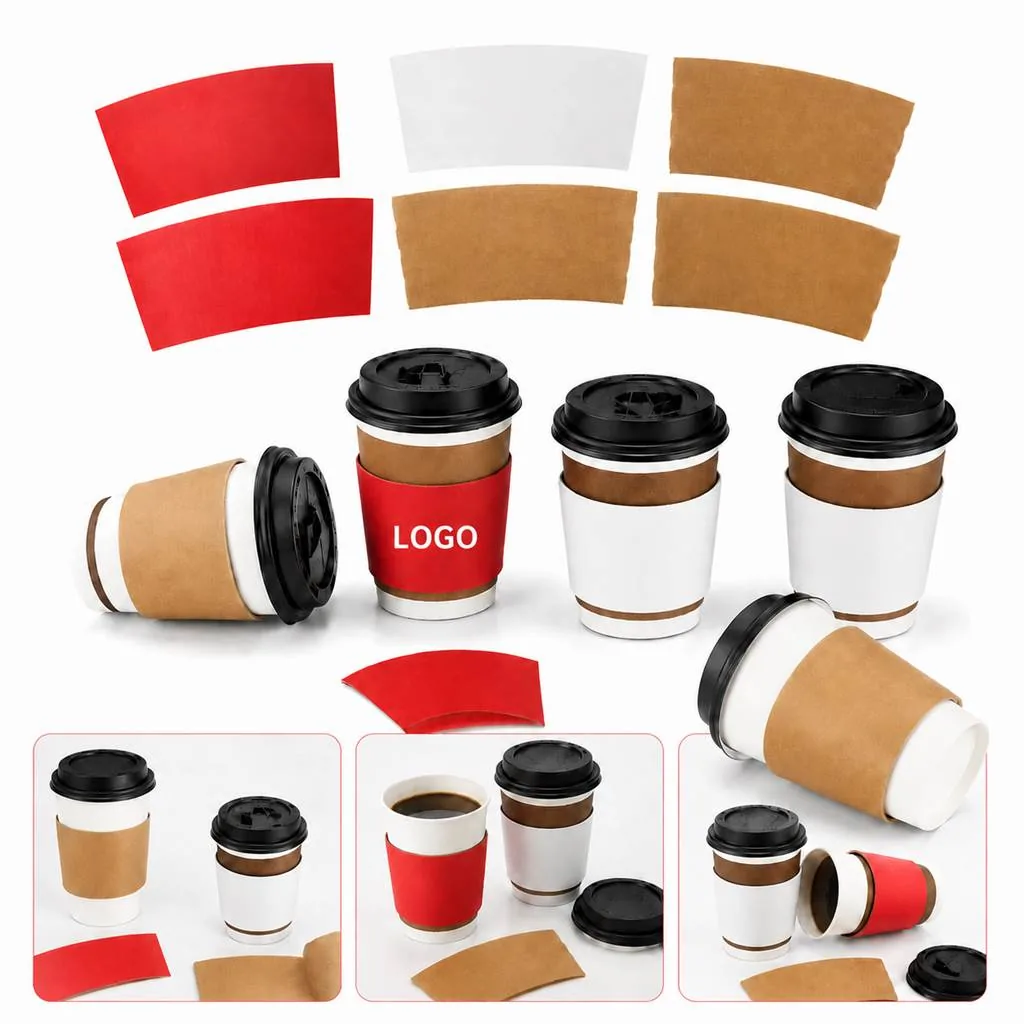 Recycled Kraft Cup Sleeve for 8-16oz Hot Drinks, Insulated