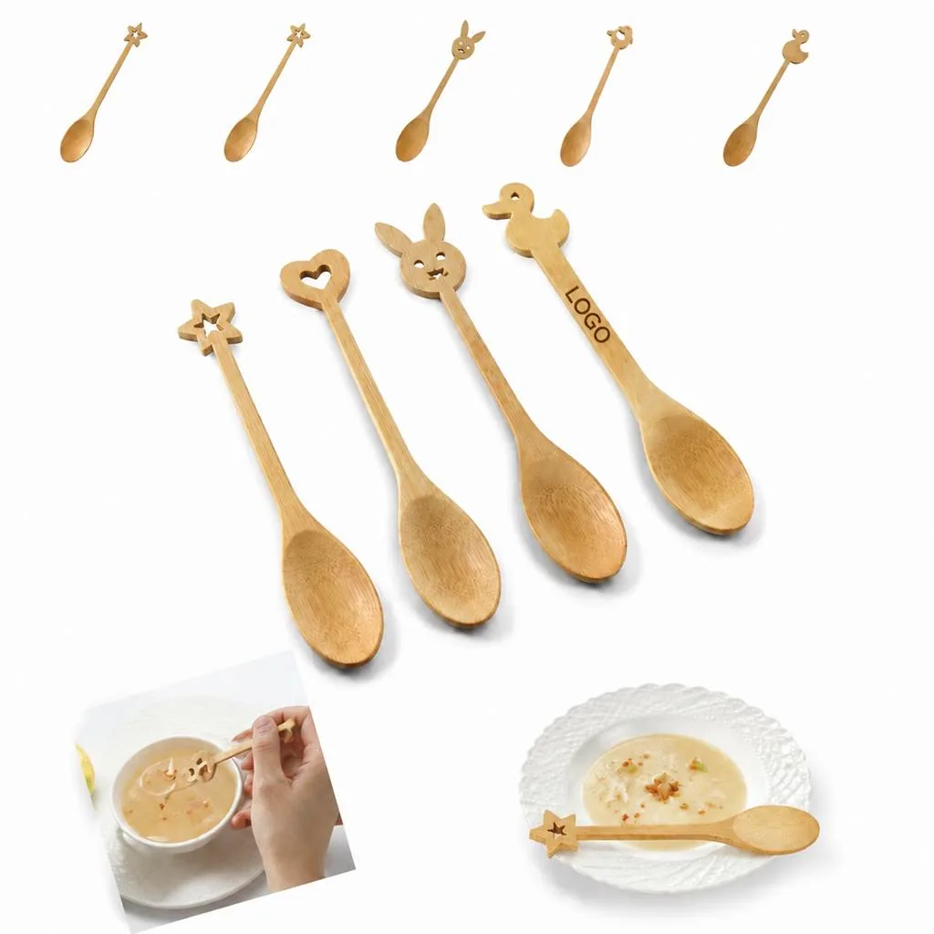 Bamboo Cartoon Dessert Spoon for Ice Cream and Sweet Treats