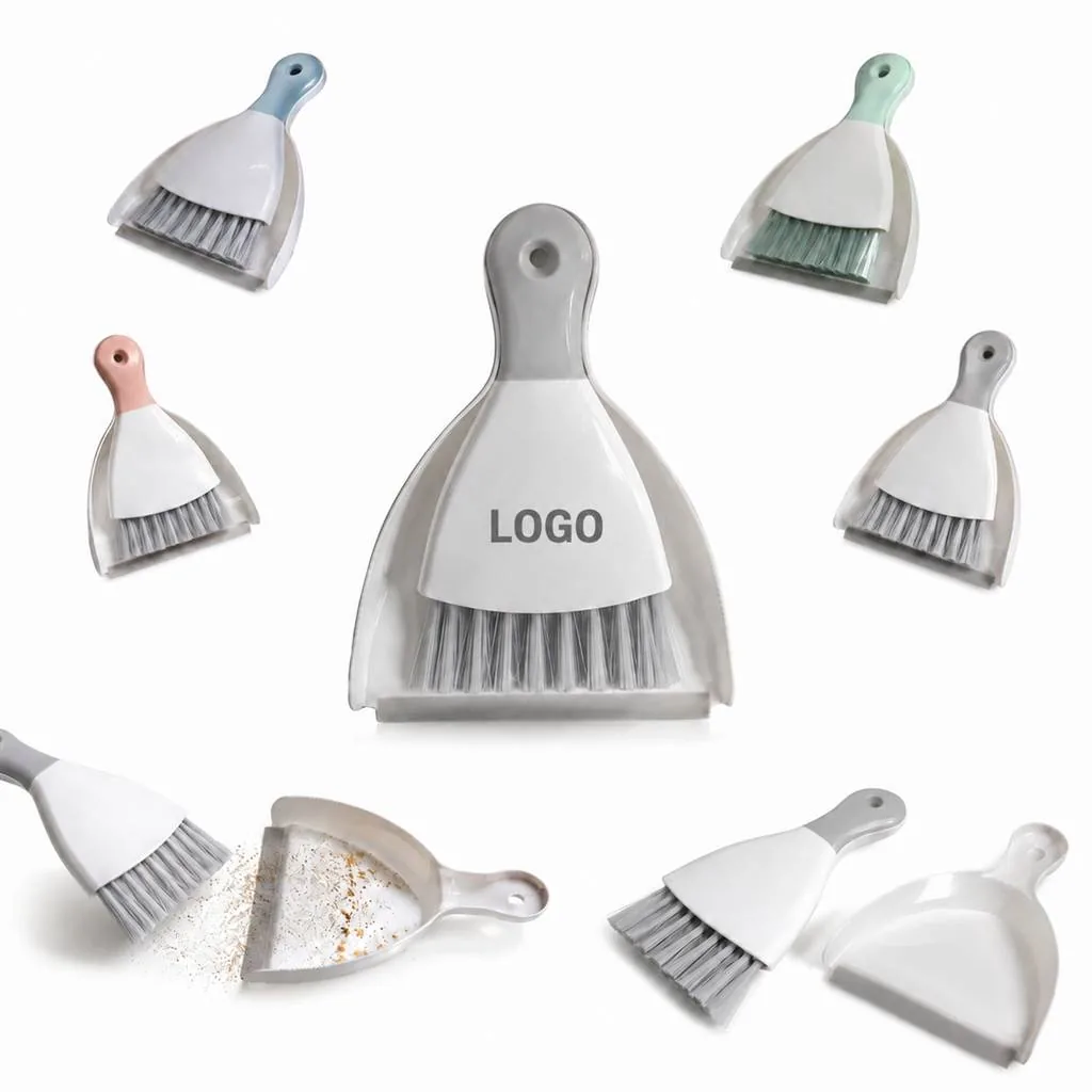Compact Dustpan & Broom Set with Rubber Lip for Hard Floors