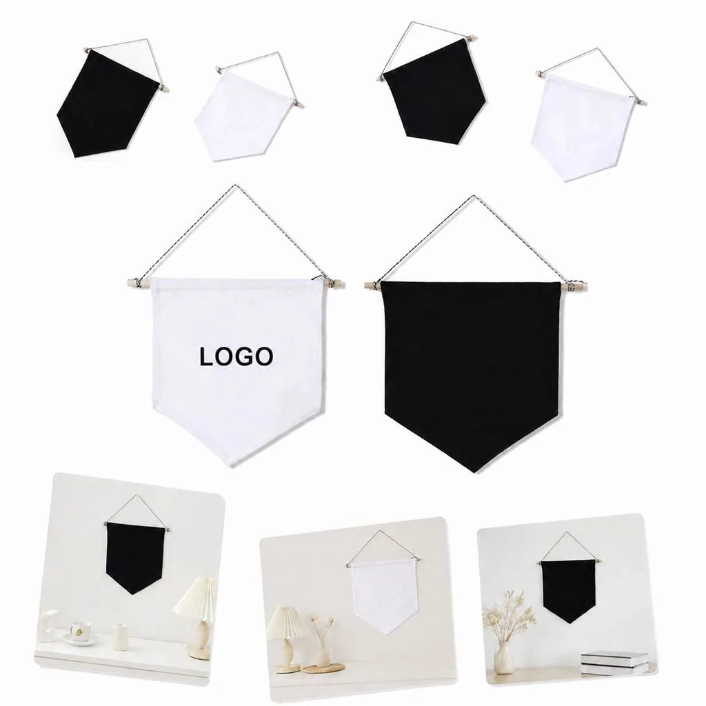 Black White Pentagonal Hanging Fabric Banner Set