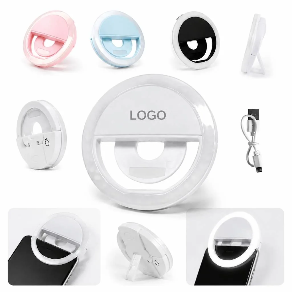 Rechargeable Clip On Selfie Ring Light with Adjustable