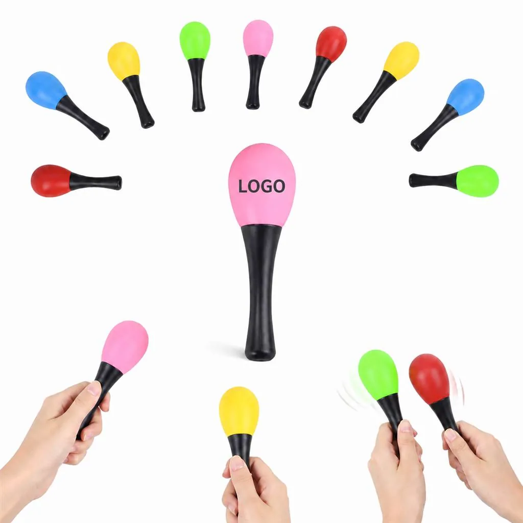 Plastic Maracas Shaker Set, Colorful Oval Head