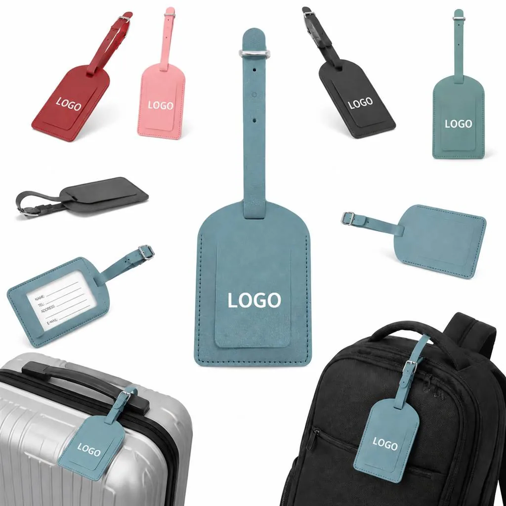Adjustable PU Leather Luggage Tag with ID Card Slot