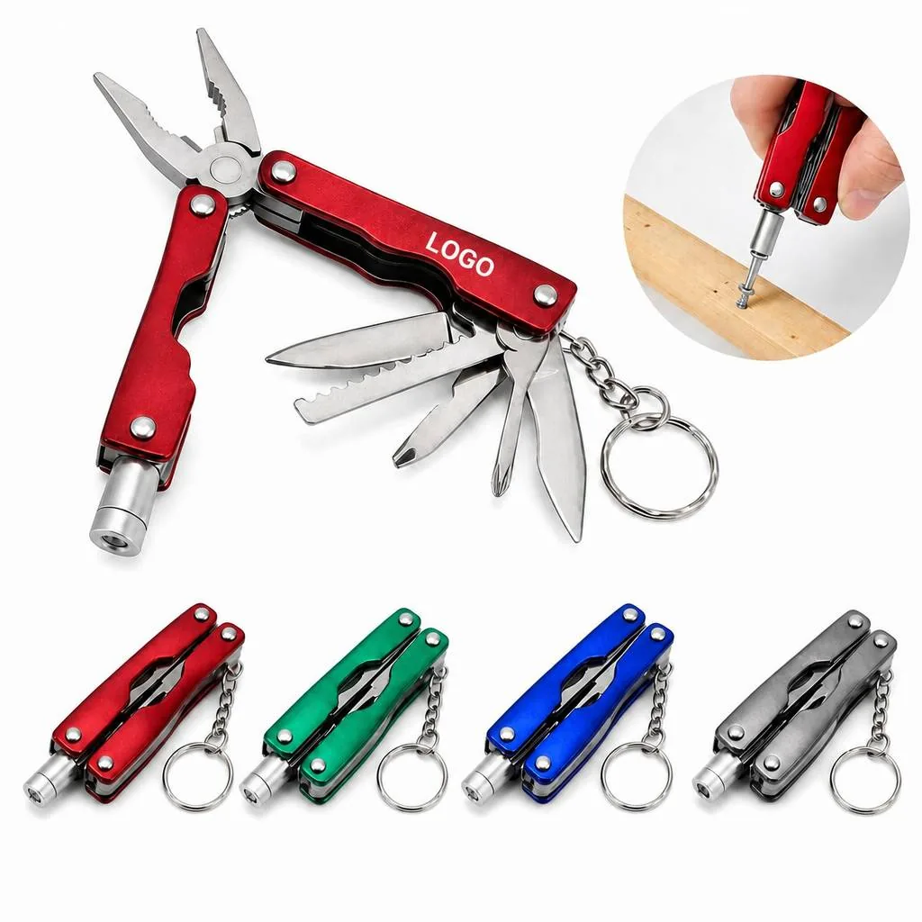 Multi-Function Folding Pliers Multitool with LED Flashlight