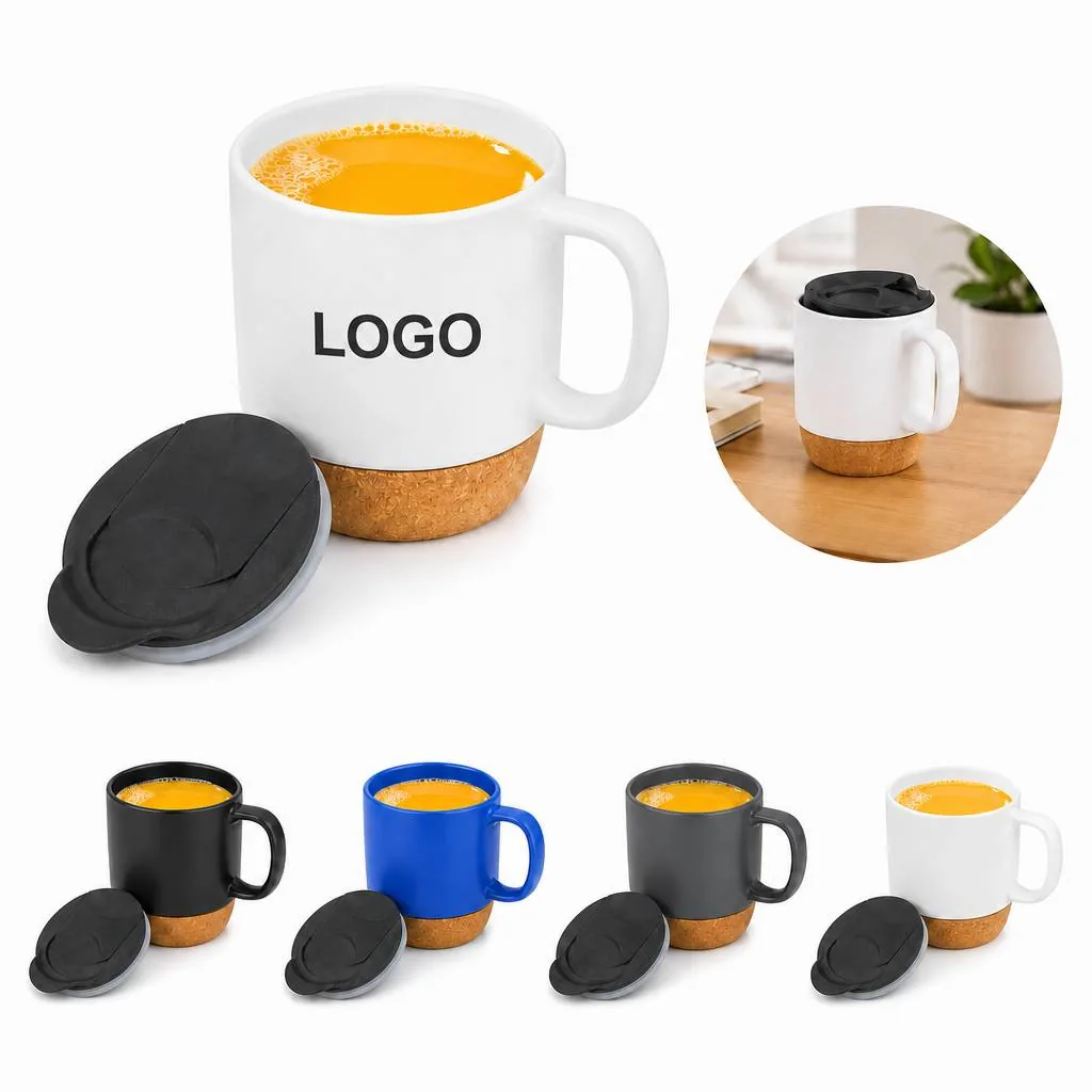 12oz Double-Walled Ceramic Mug with Cork Base