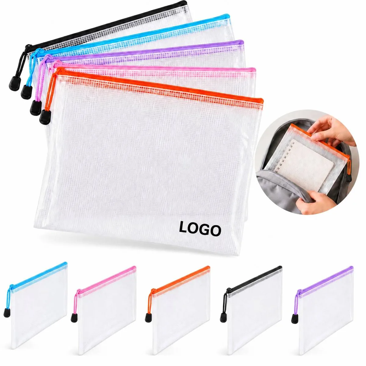 Waterproof A4 Mesh Zipper Pouch for Organizing Documents &