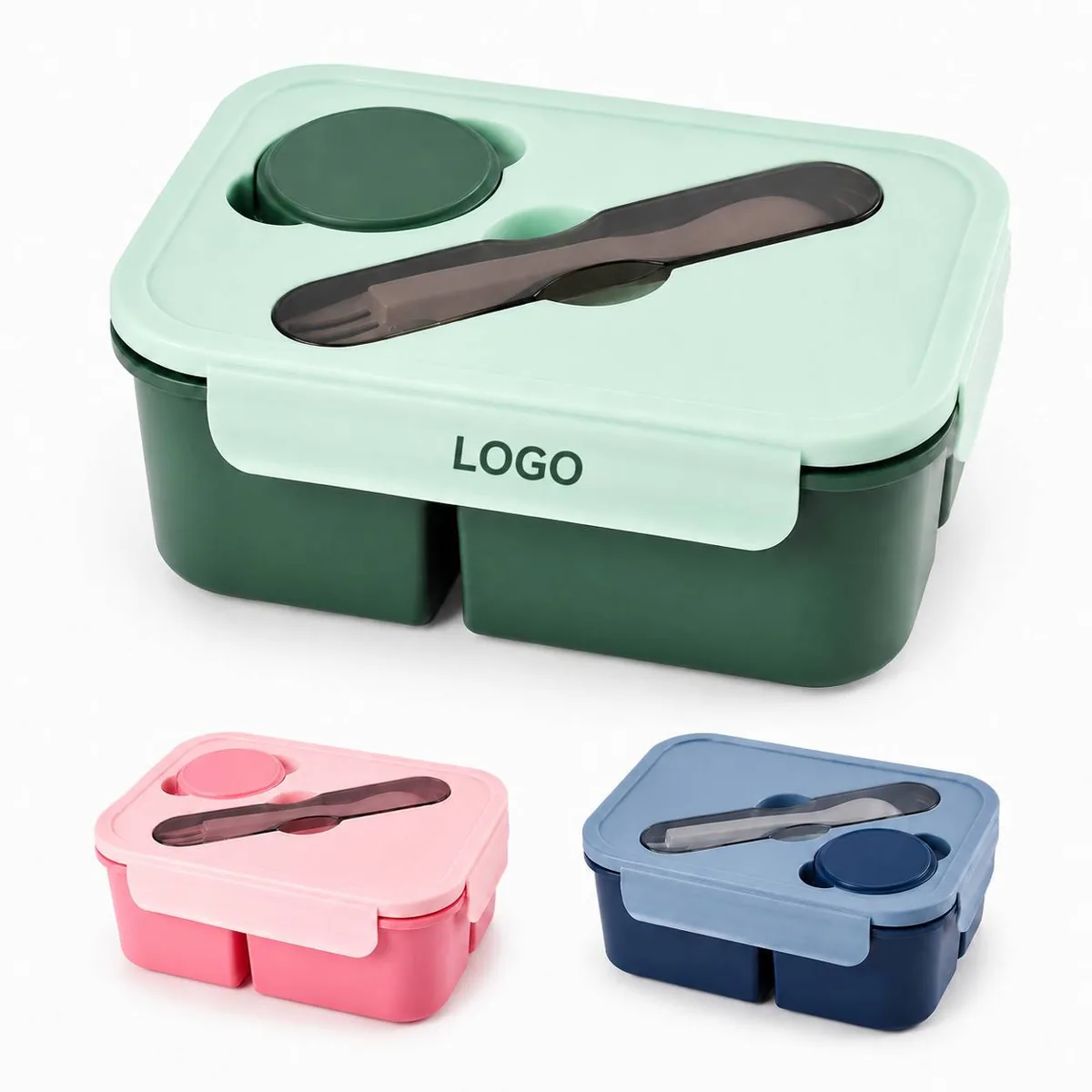 3-Compartment Bento Lunch Box with Leak-Proof Lid