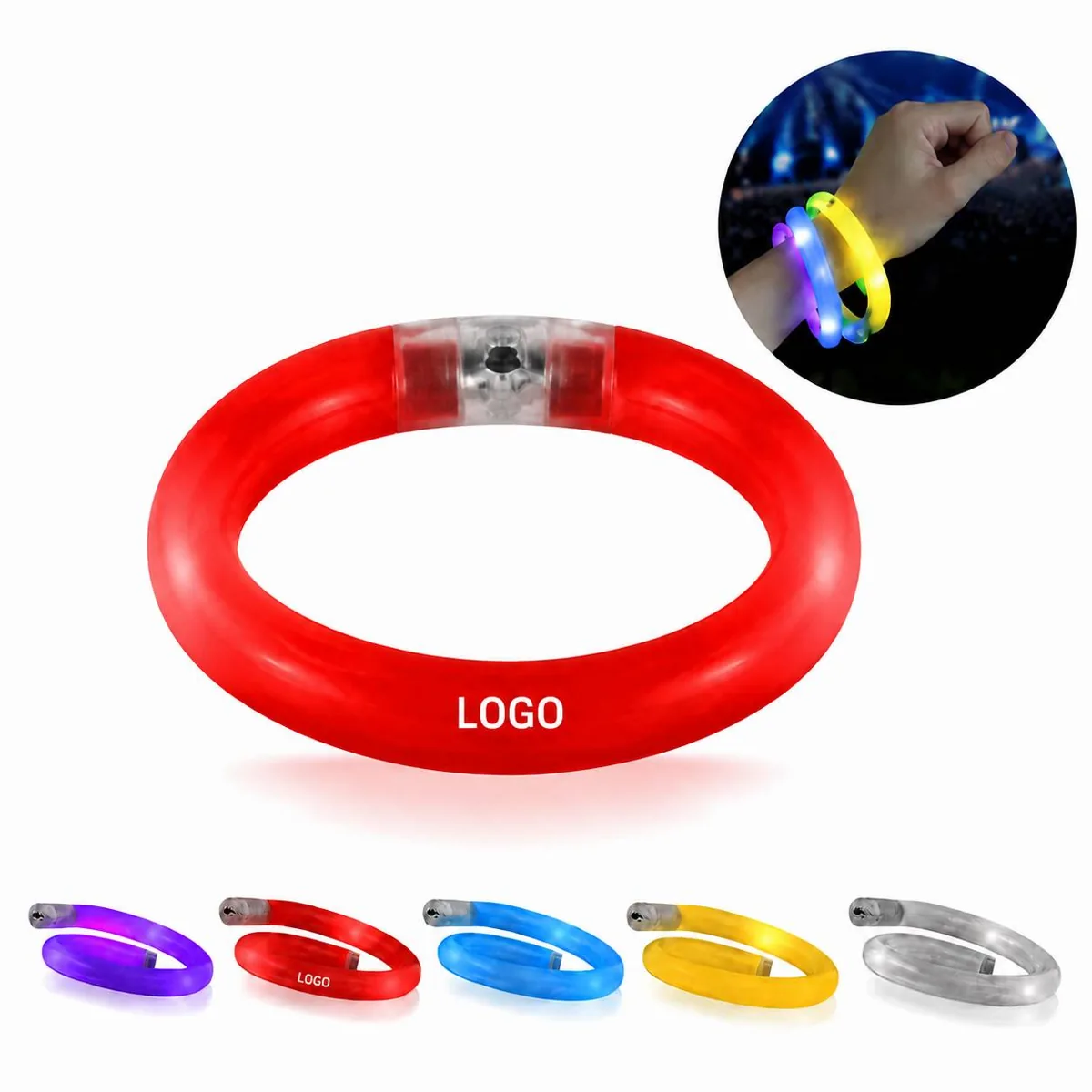 Flashing LED Coil Tube Bracelet for Parties and Night Events