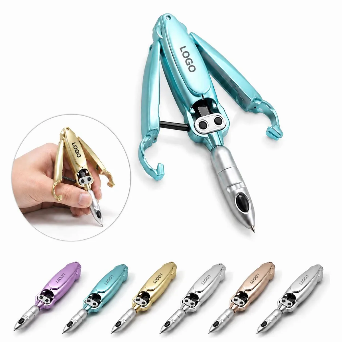 Frog Transforming Ballpoint Pen, Poseable Amphibian Robot