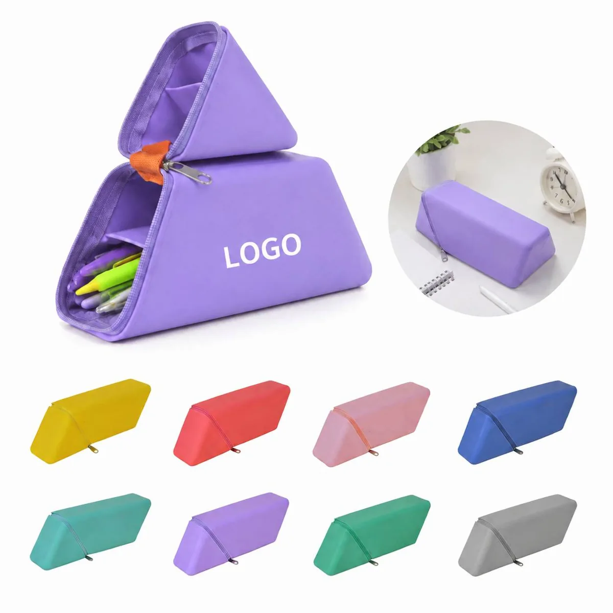 Triangular Silicone Pen Case Portable Soft Pencil Holder