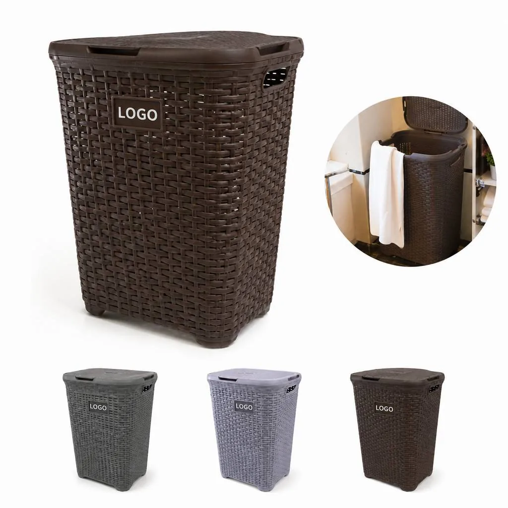 Lidded Plastic Laundry Hamper with Odor-Containing Lid