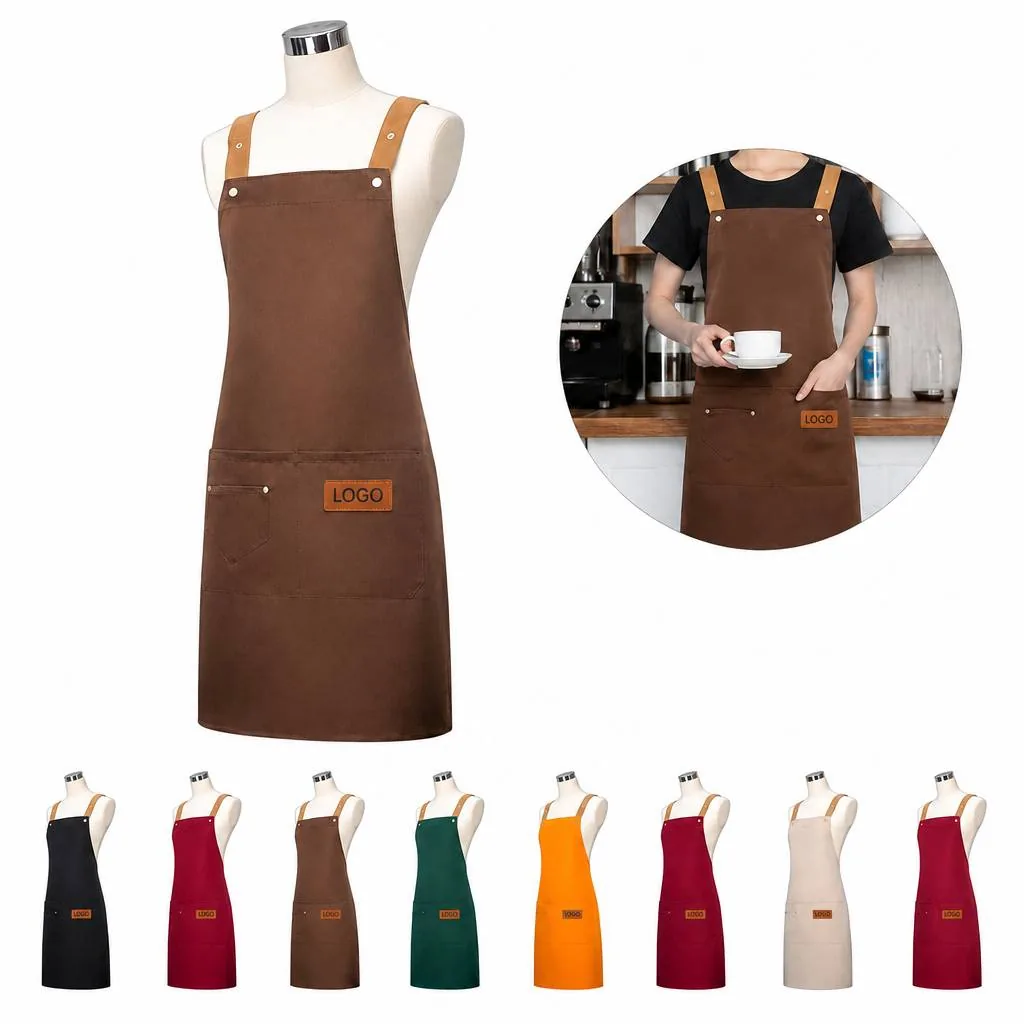 Waterproof Polyester Apron with Pockets for Kitchen and Work