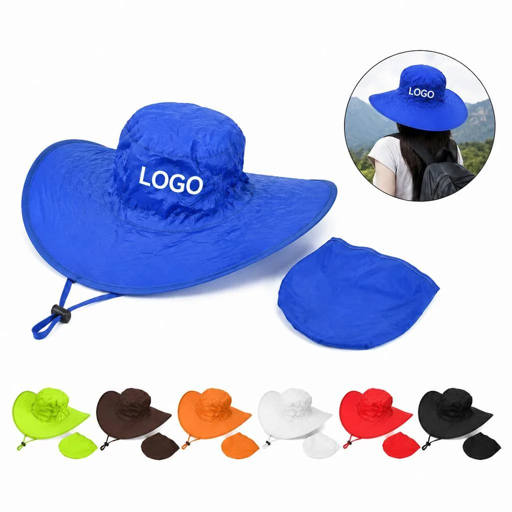 Foldable Wide Brim Sun Hat with Adjustable Chin Strap
