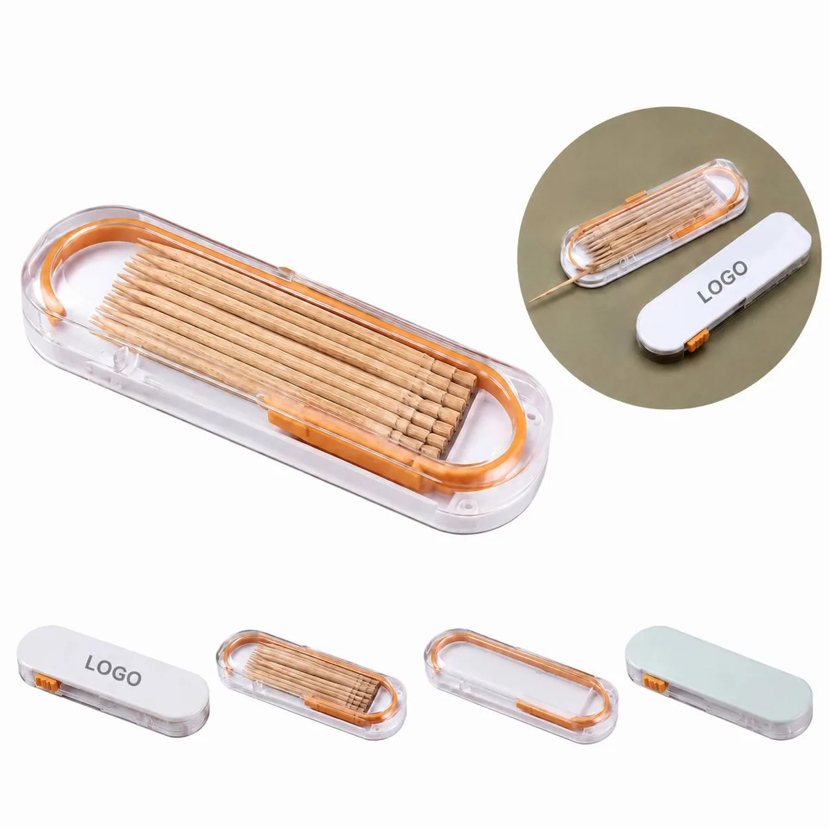 Reusable Plastic Toothpick Box with 12 Picks for On-the-Go