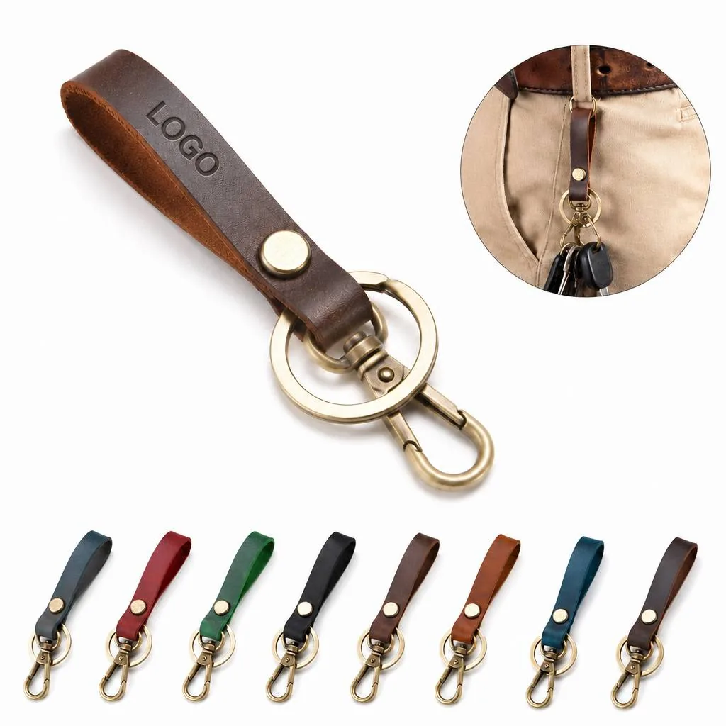 Cowhide Embossed Keychain with LED Light and Bottle Opener