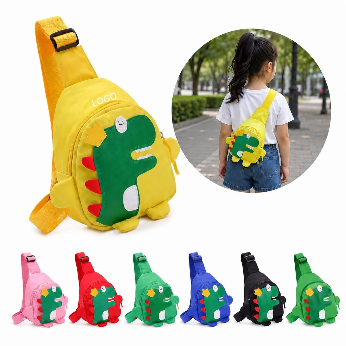 Dinosaur Pattern Kids Chest Bag with Adjustable Strap