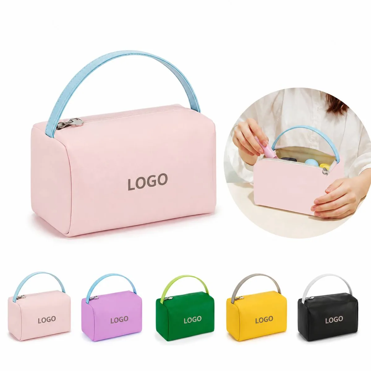 Waterproof PU Leather Toiletry Bag with Multiple