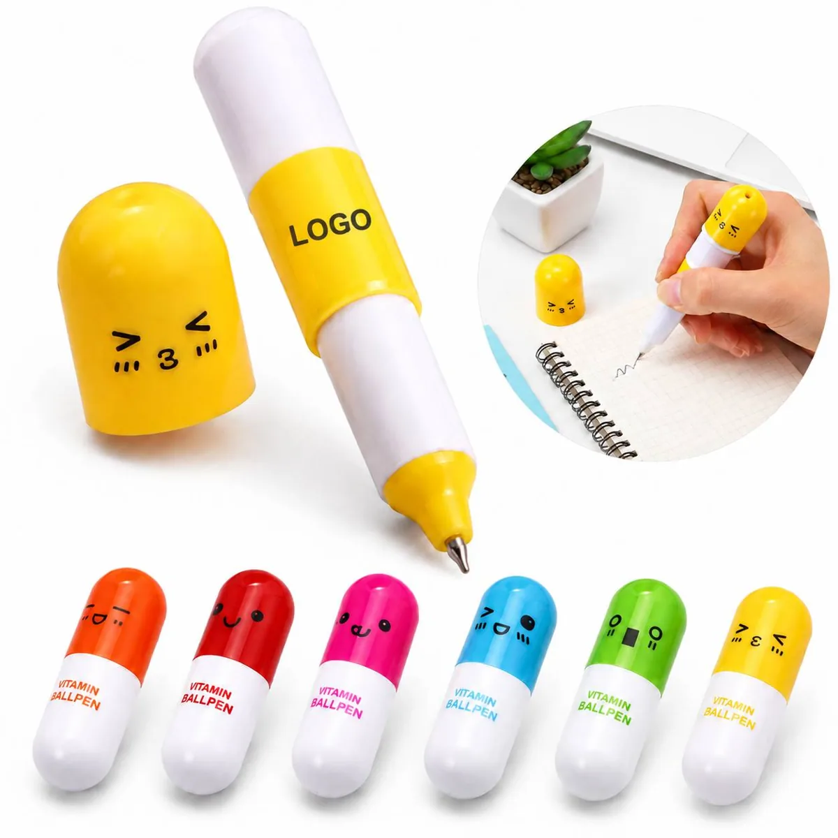 Cartoon Pill Ballpoint Pen Smooth Writing Compact Fun Design