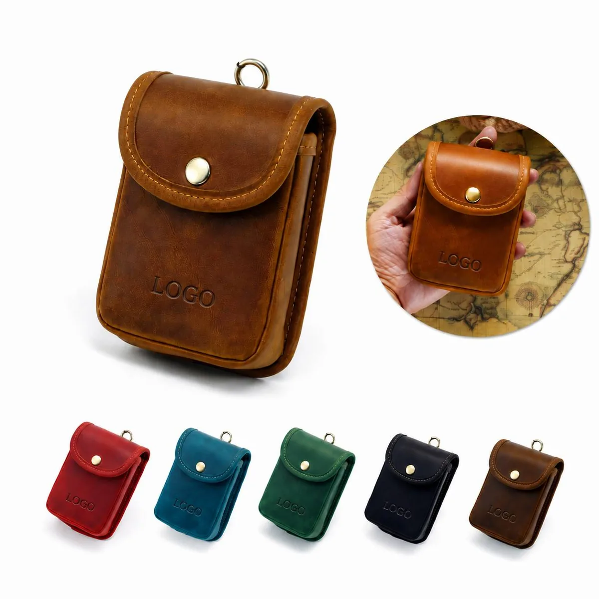 Vintage Cowhide Leather Sling Bag with Zipper Crossbody