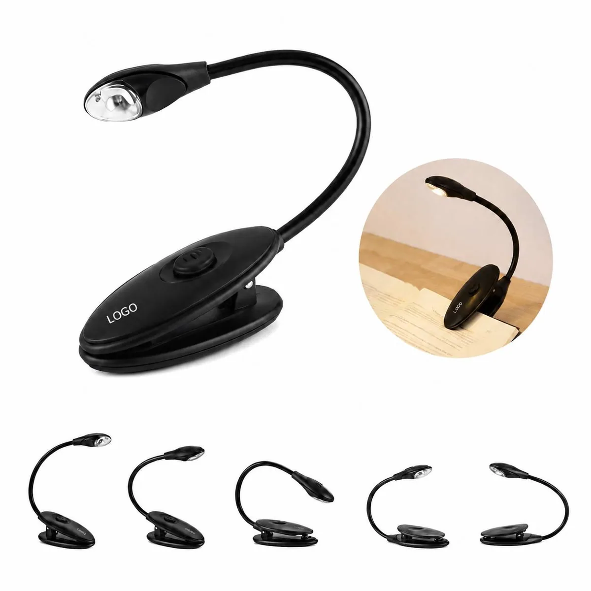 Rechargeable LED Clip Book Light with Flexible Gooseneck