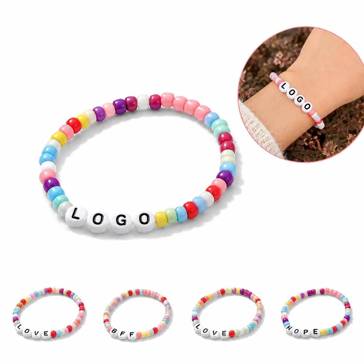 Personalized Letter Charm Beaded Bracelet for Women