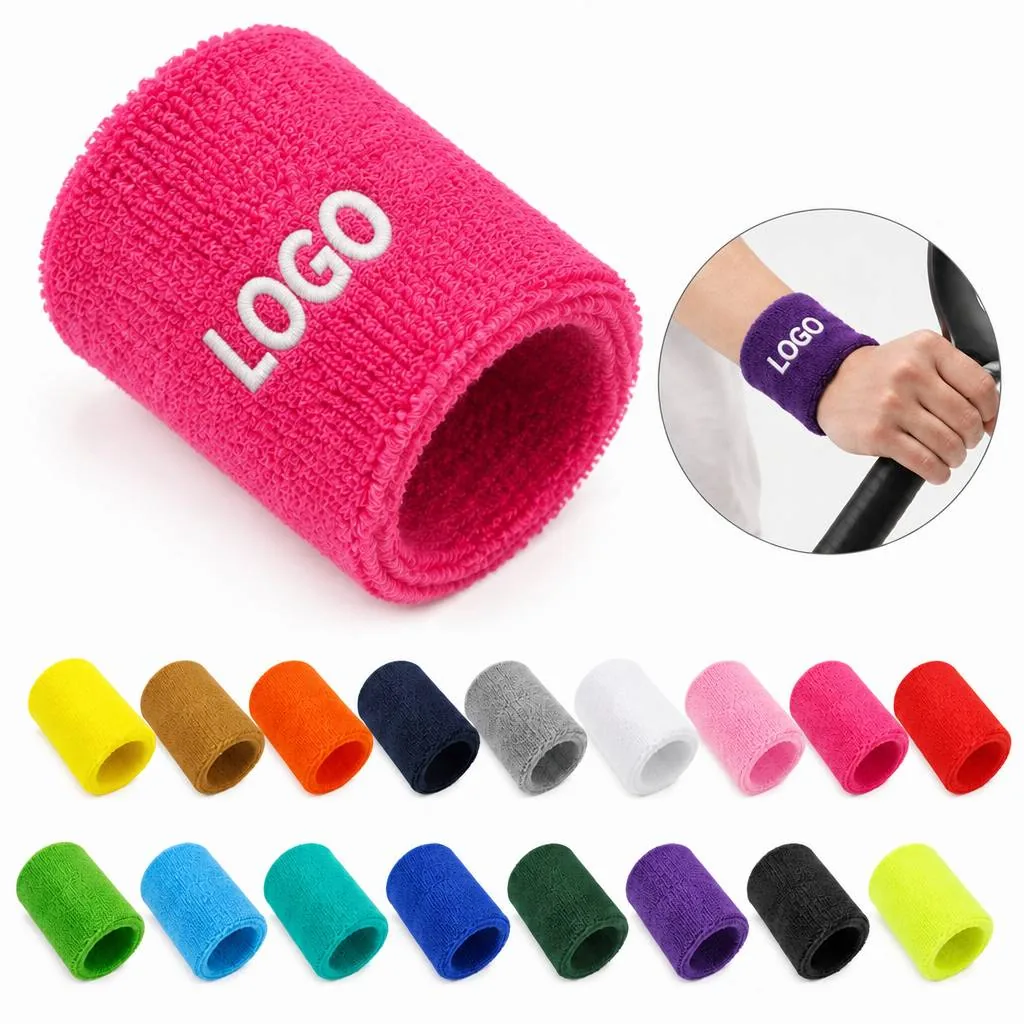Cotton Terry Sweatband for Sports, Moisture-Wicking