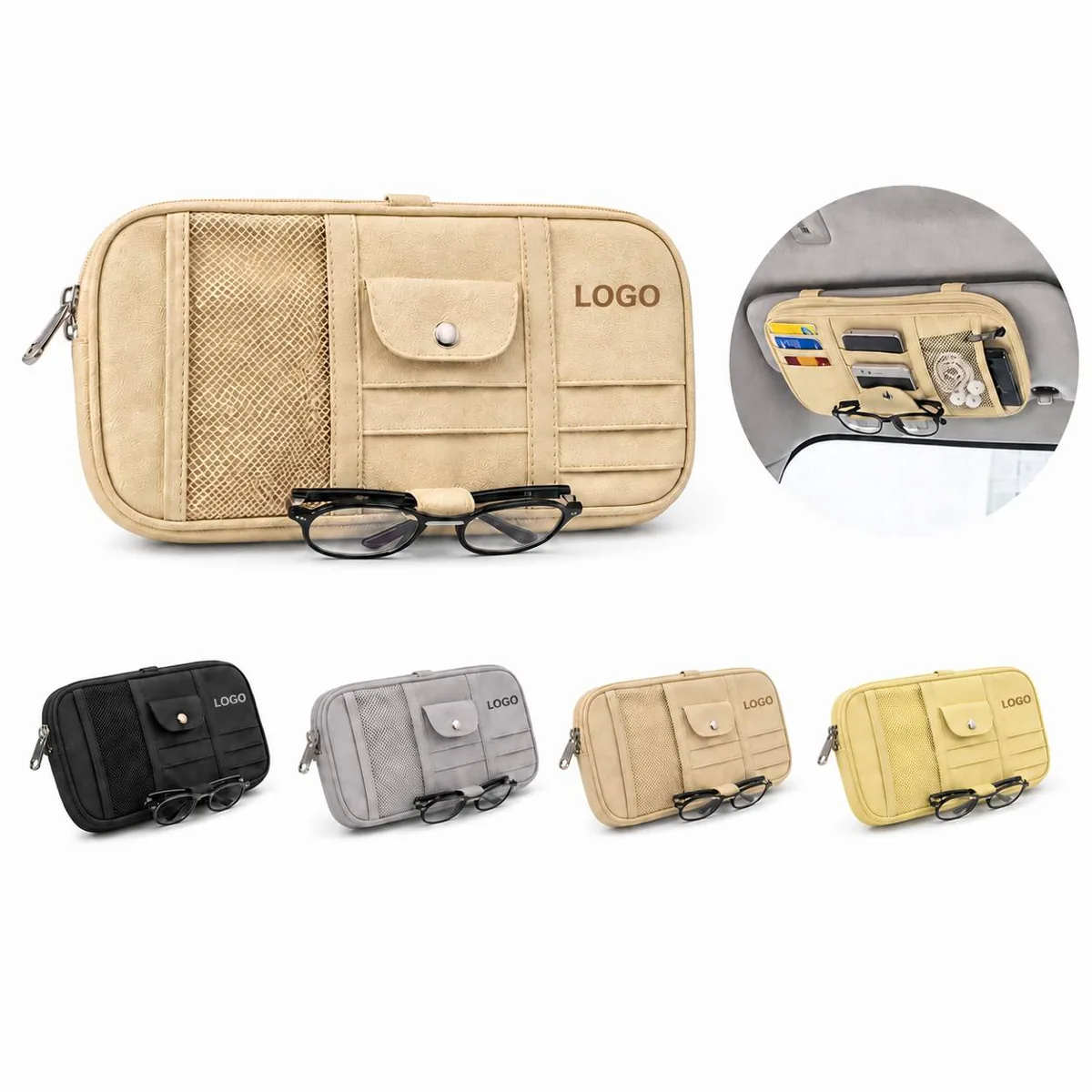 Multi-Pocket Visor Organizer for Car, Sun Visor Storage