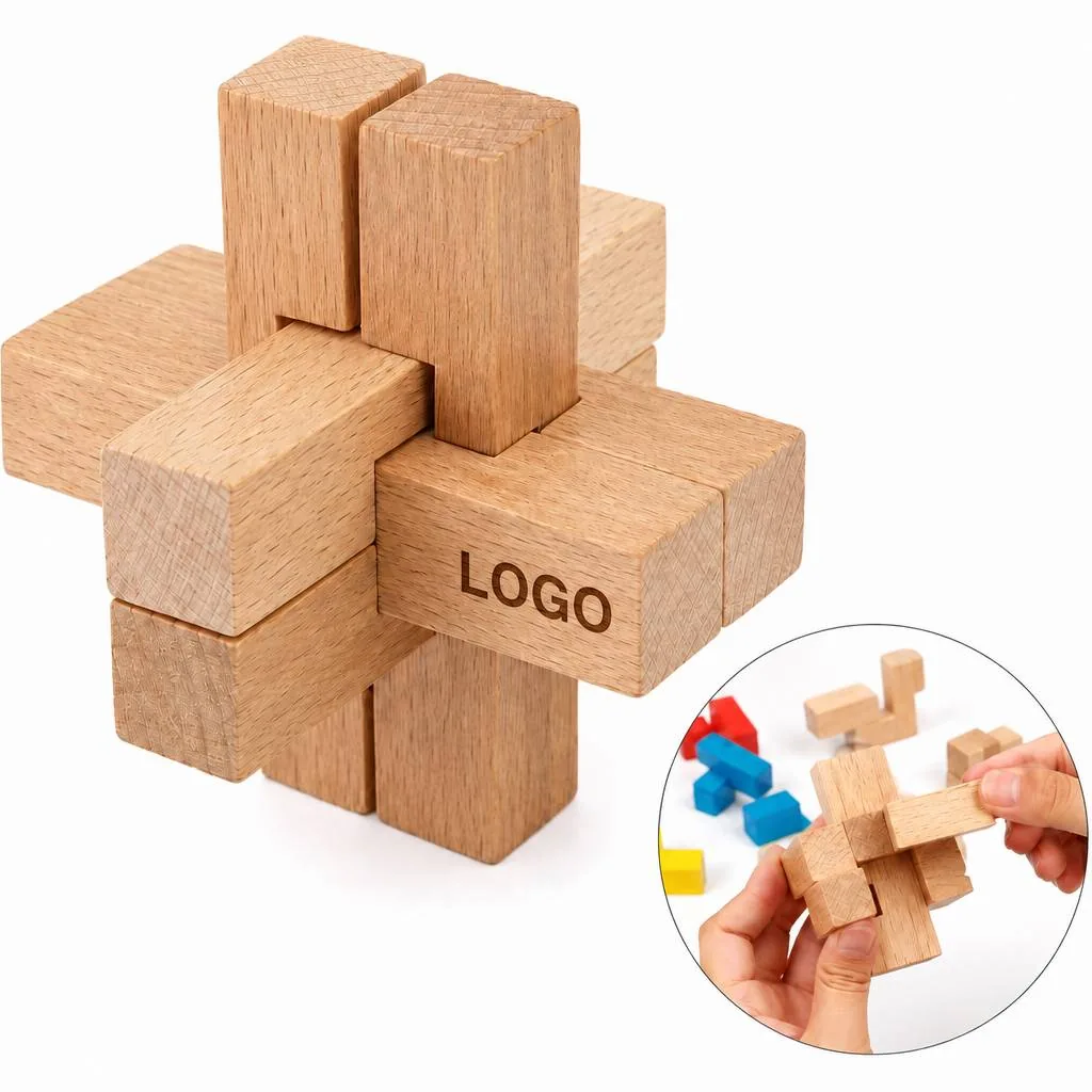 Wooden Kongming Lock 3D Brain Teaser Puzzle for Teens and More