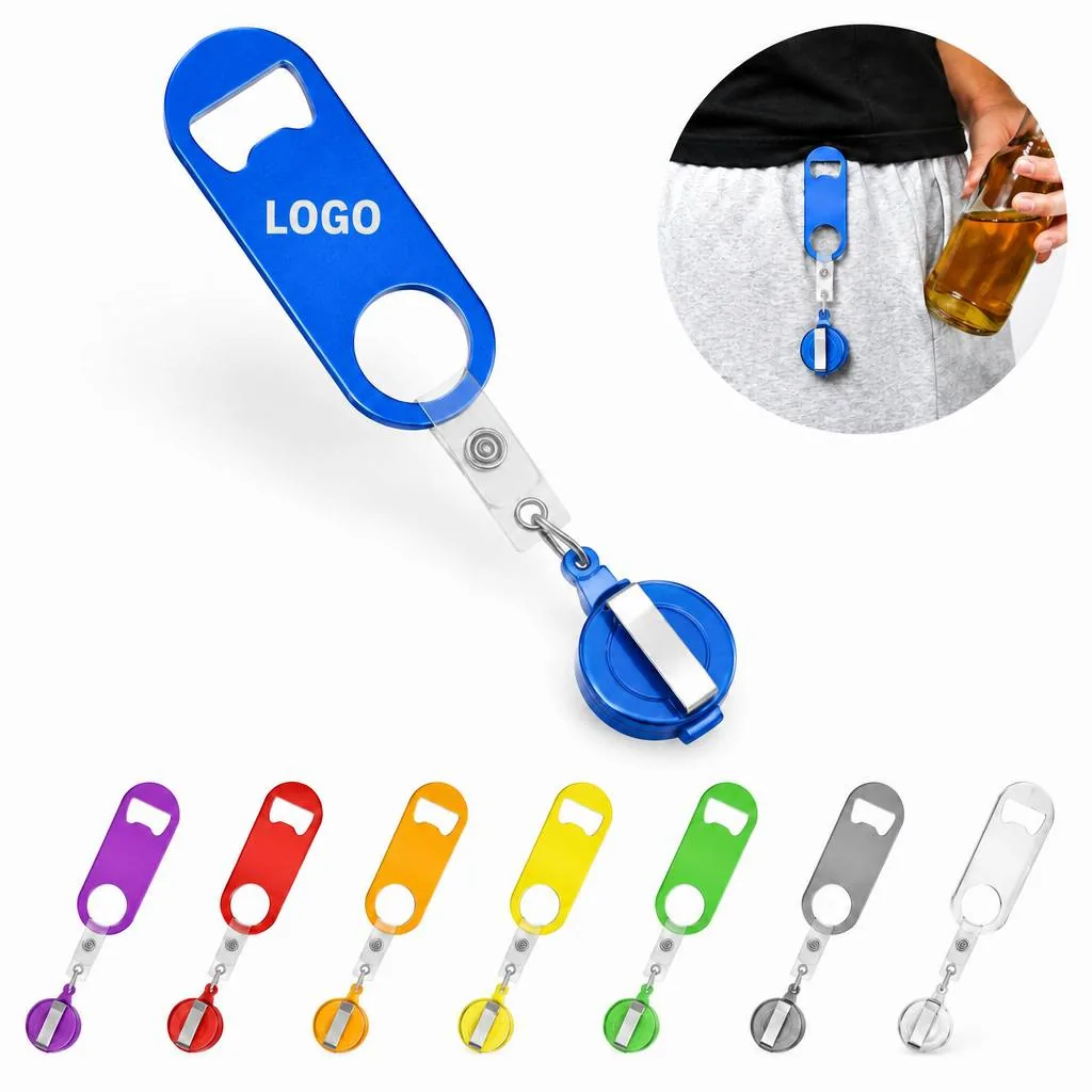 Retractable Bottle Opener with Clip for Keychain