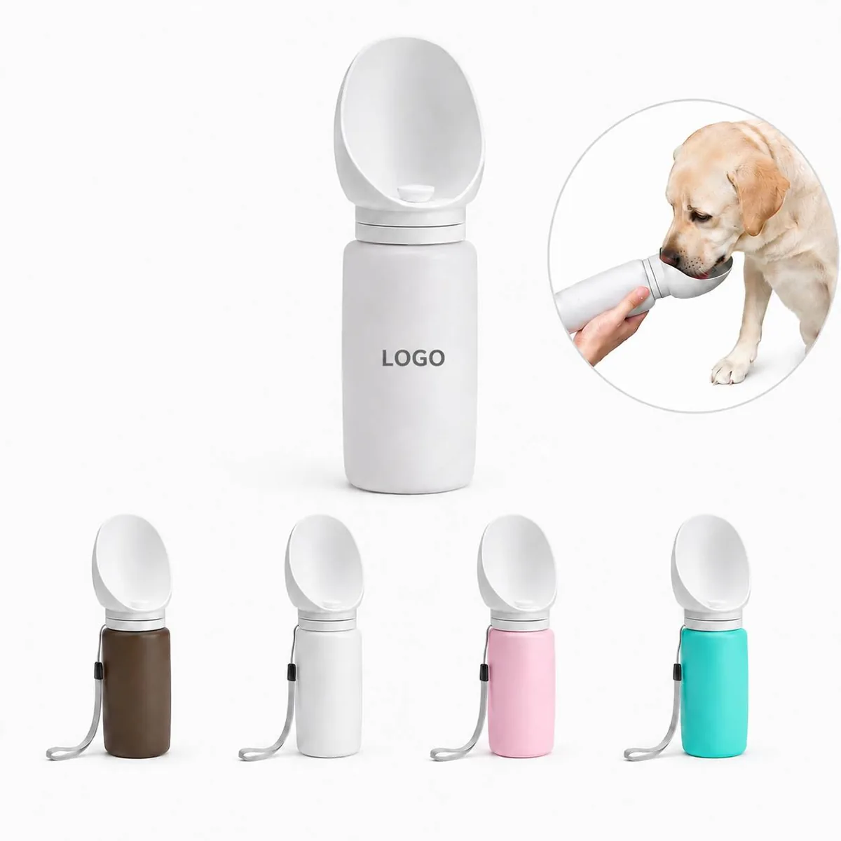 Collapsible Pet Water Bottle with Built-in Bowl, 25oz
