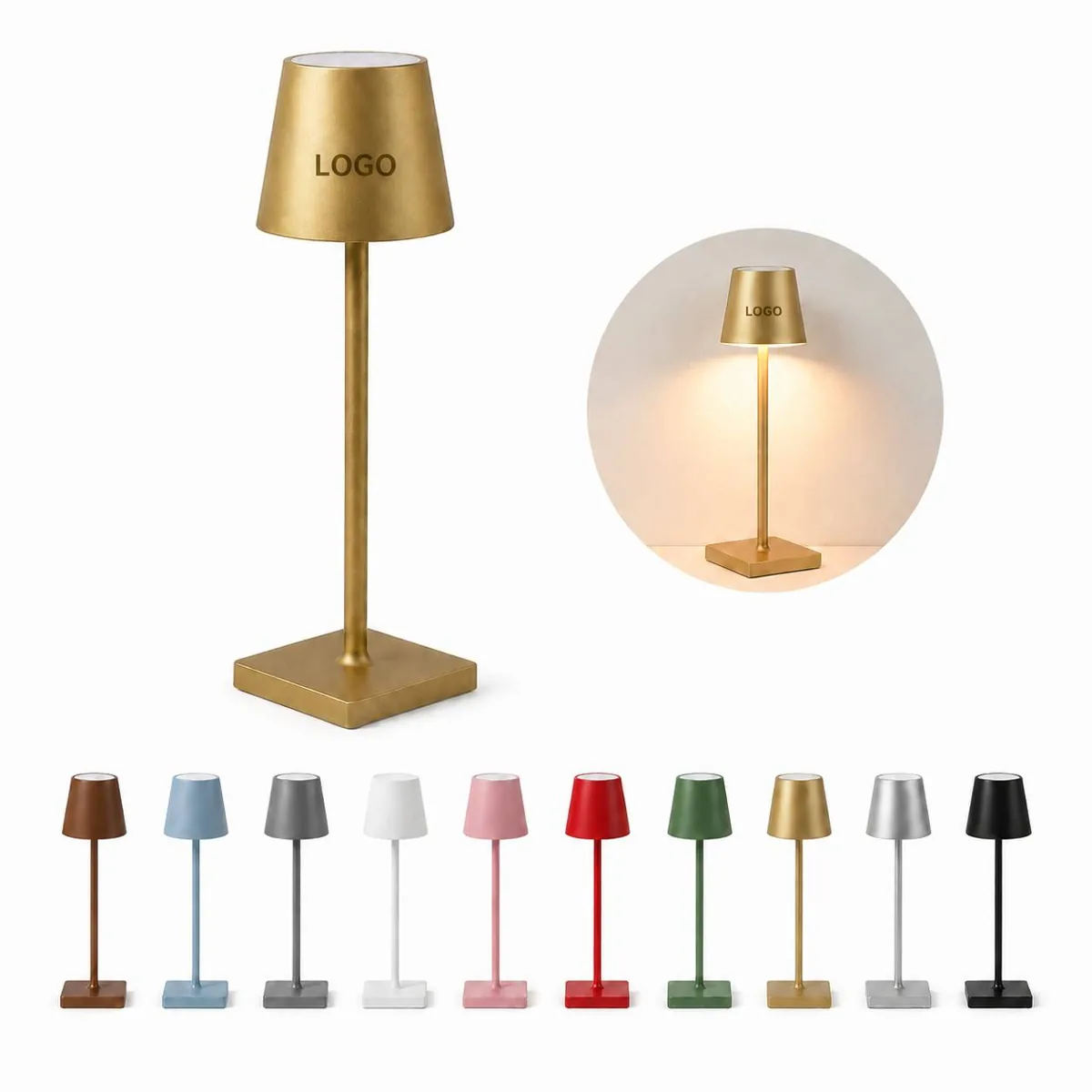 Cordless LED Desk Lamp with Adjustable Brightness, Aluminum