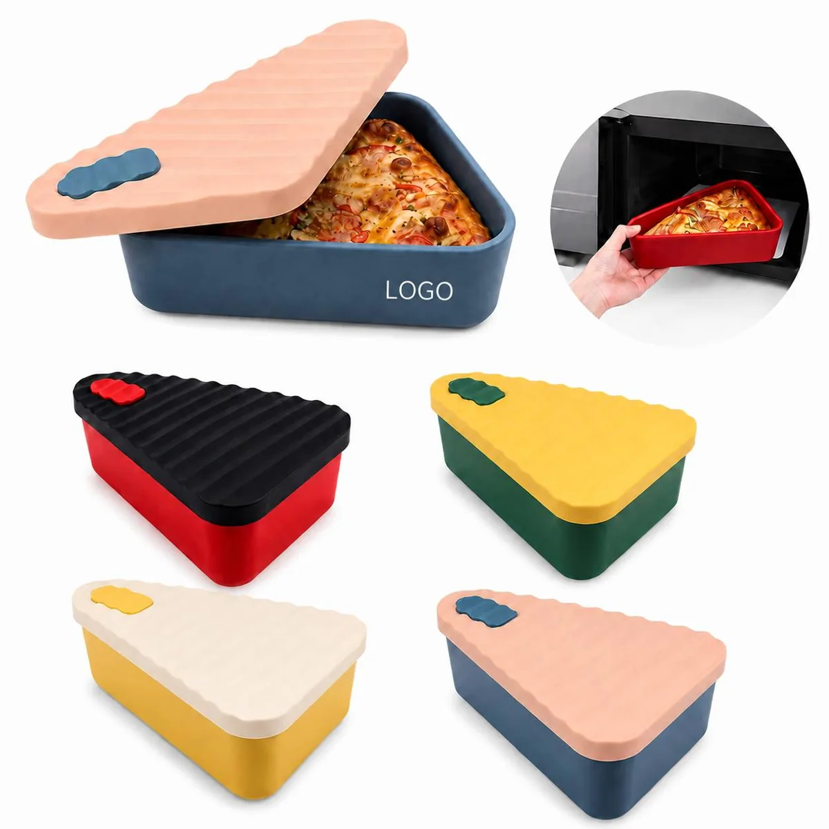 Triple-Seal Silicone Lunch Box, Leak-Proof Triangular Food