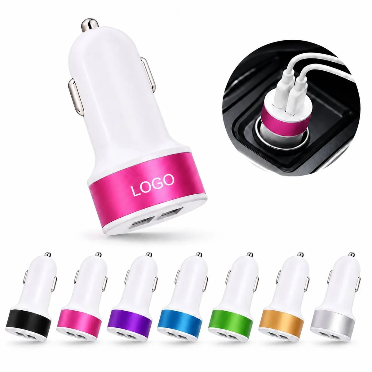 Mini Dual USB Car Charger 12V/24V Fast Charging Adapter