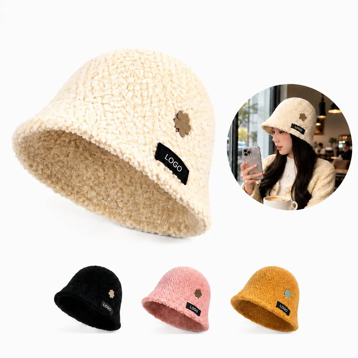 Cashmere Winter Bucket Hat with Soft Thermal Lining for Everyday Use